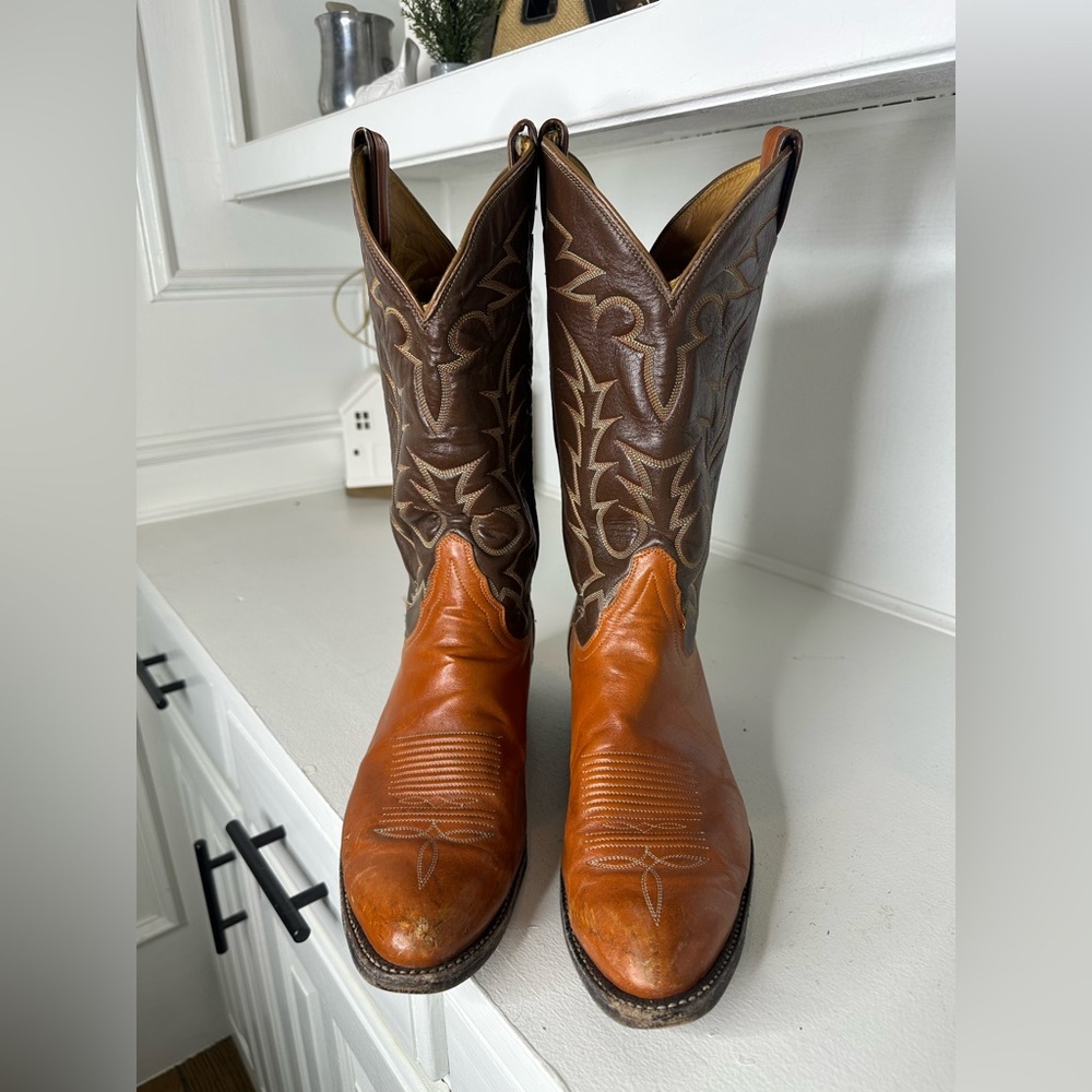 **SOLD**Vintage Tony Lama Gold Label Cowboy Boots Men’s 10.5D Two-Tone Leather - Picture 2 of 8